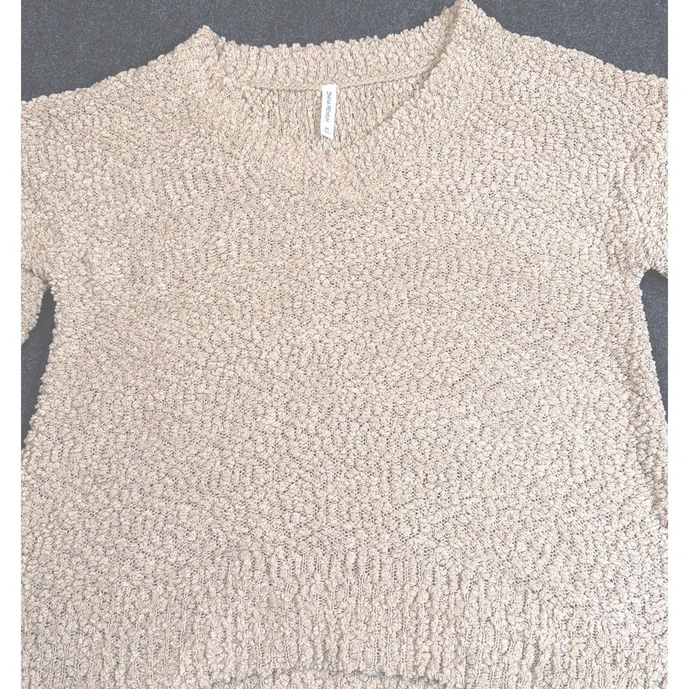 Zenana Premium Beige Popcorn Knit Sweater Women's XL Oversized Pullover